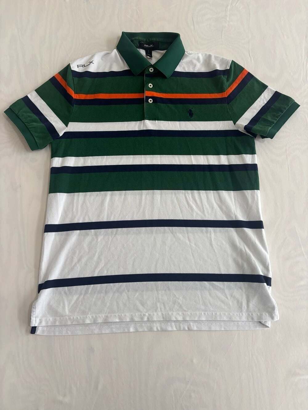 RLX Ralph Lauren Tailored Fit Striped Performance Golf Polo Shirt Size L
